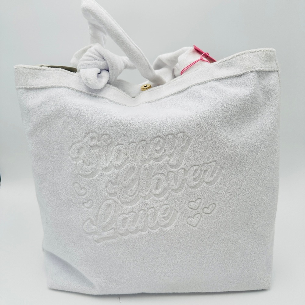 Stoney Clover x Target White Terry Cloth Tote Bag Embossed Logo Beach Bag NEW - Picture 3 of 9